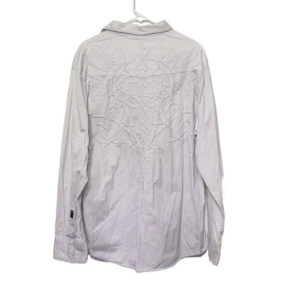 ROAR White Embroidered Button Down Shirt Mens Size 2XL Strength Refined - Picture 2 of 10